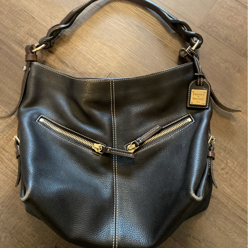 Dooney & Bourke Dark Brown Handbag with Gold Accents